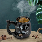 Black multifunctional ceramic smoking coffee cup 300ml