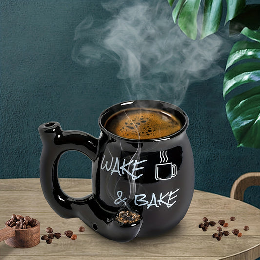 Black multifunctional ceramic smoking coffee cup 300ml