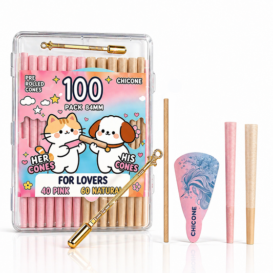 100 Pack Rolling Cones 40 Pack Pink + 60 Pack Wood Rolling Papers