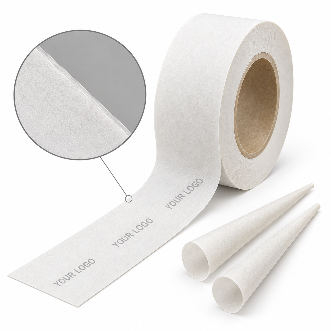 Hemp pulp rolling paper roll texture, gum line and finished pre-rolled cones